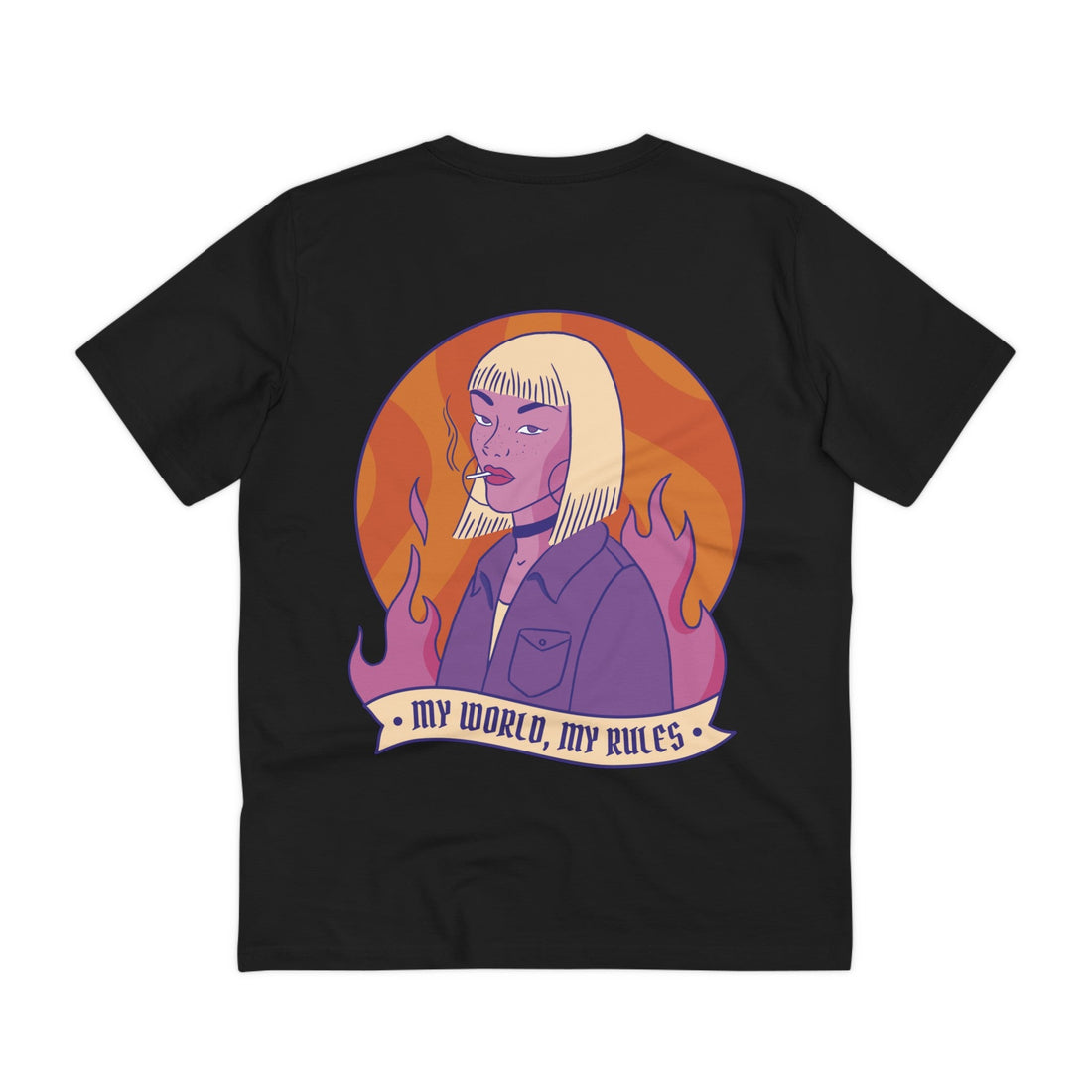 Printify T-Shirt Black / 2XS My World, my Rules - Strong Feminist Woman - Back Design