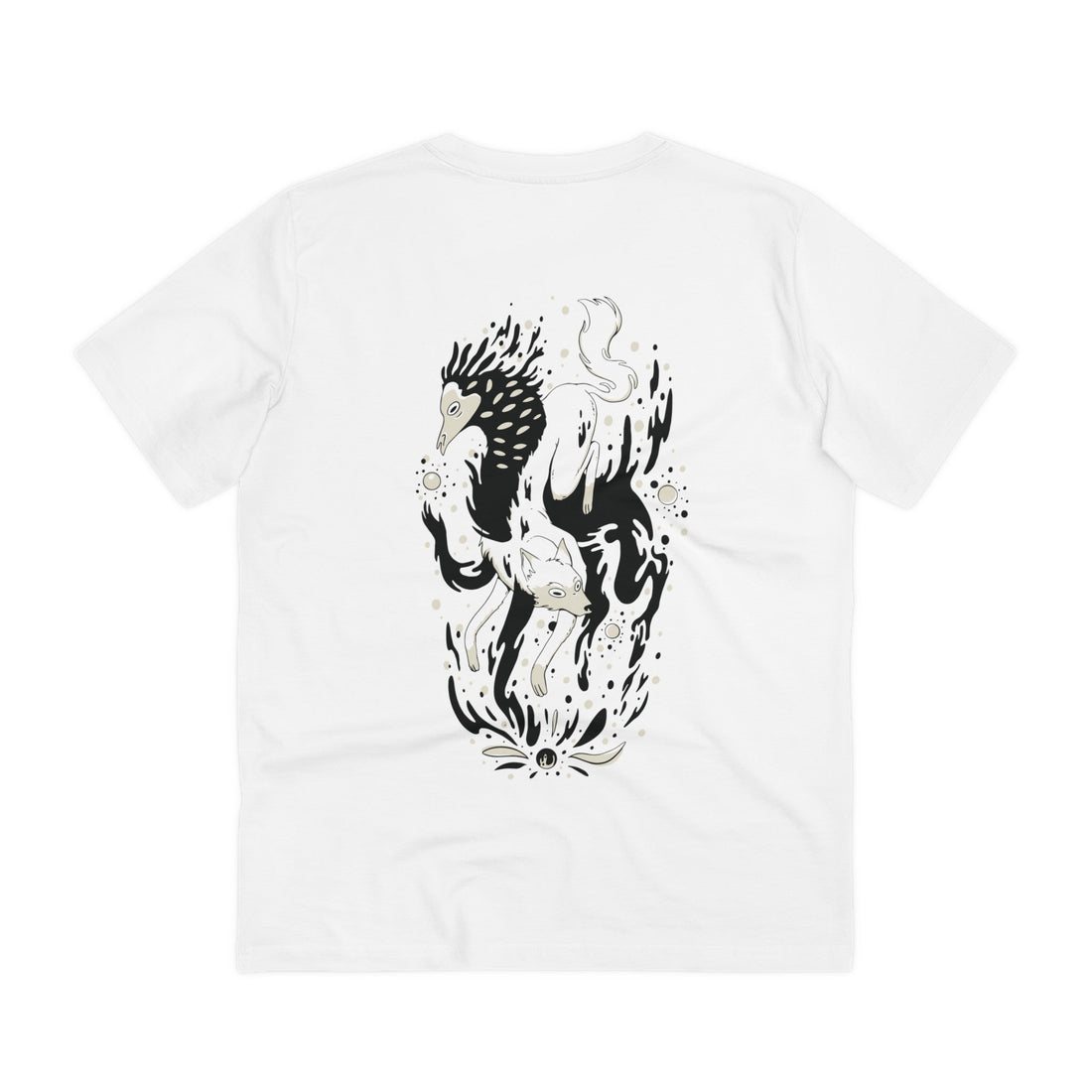 Printify T-Shirt White / 2XS Mystic Wolf and Creature - Magical Wolf - Back Design