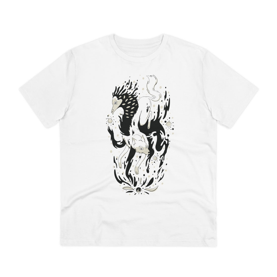 Printify T-Shirt White / 2XS Mystic Wolf and Creature - Magical Wolf - Front Design