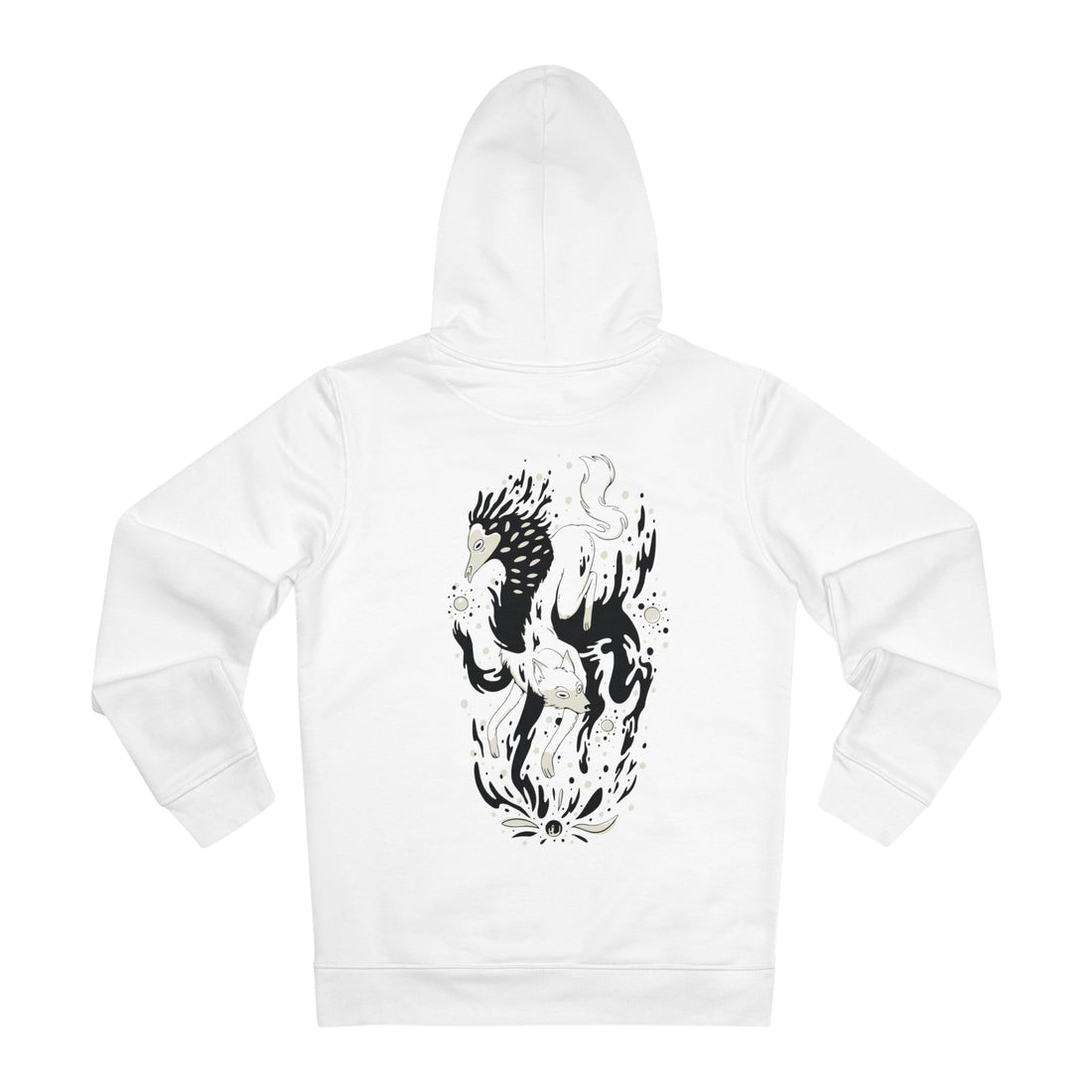 Printify Hoodie White / S Mystic Wolf and Creature - Magical Wolf - Hoodie - Back Design