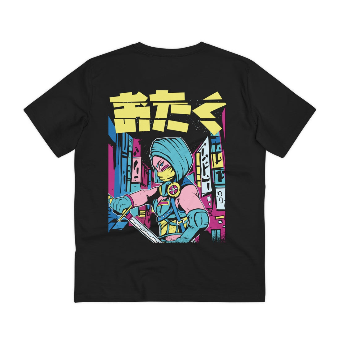 Printify T-Shirt Black / 2XS Ninja Urban Neon Girl - Anime World - Back Design
