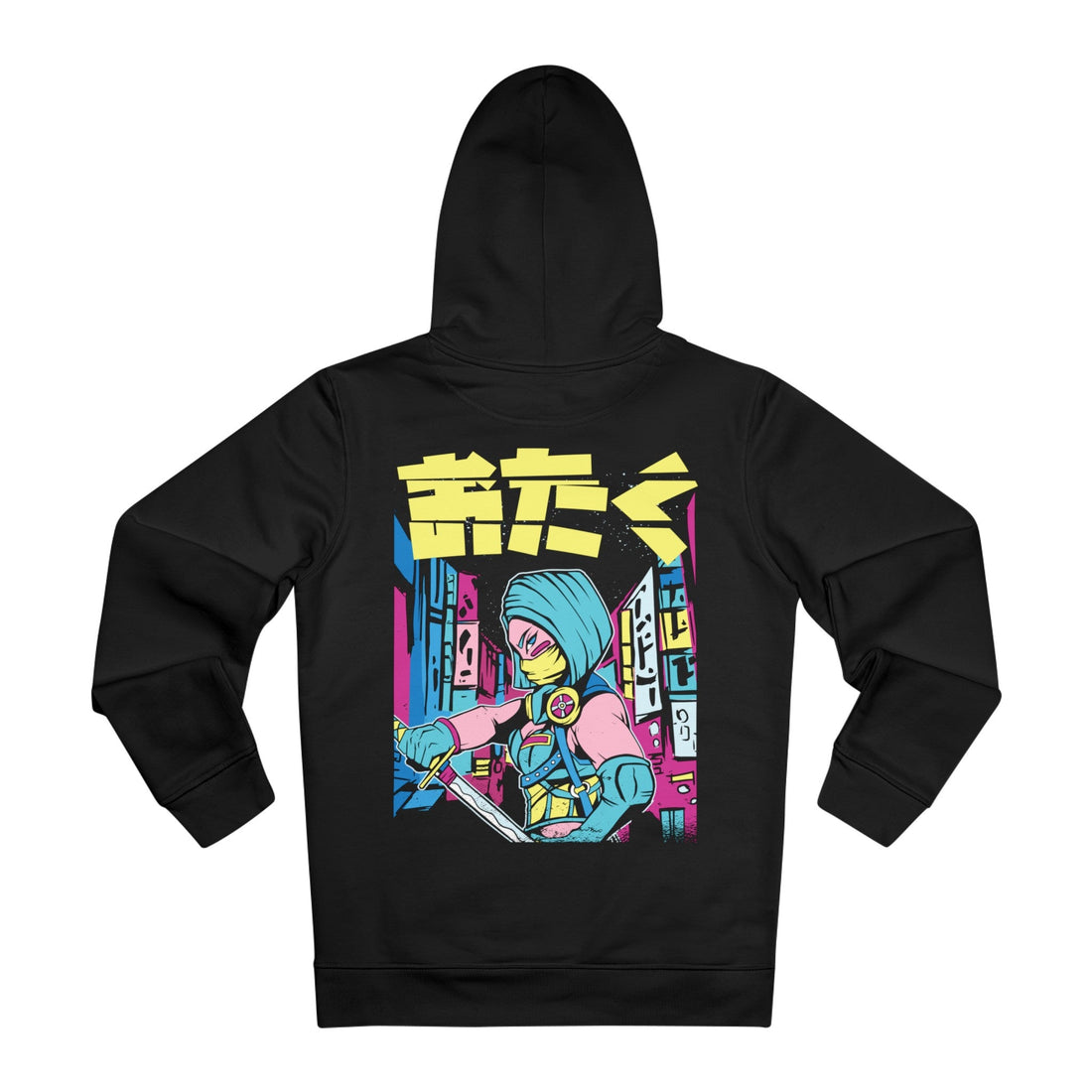 Printify Hoodie Black / M Ninja Urban Neon Girl - Anime World - Hoodie - Back Design