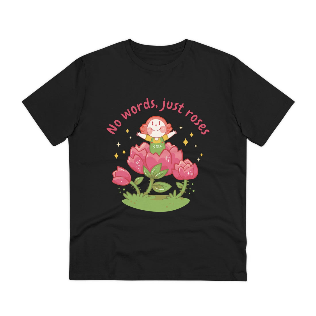 Printify T-Shirt Black / 2XS No Words just Roses - Floral Children - Front Design