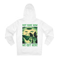 Printify Hoodie White / S Not sure how we got here Cat Dog Ufo - Streetwear - Reality Check - Hoodie - Back Design