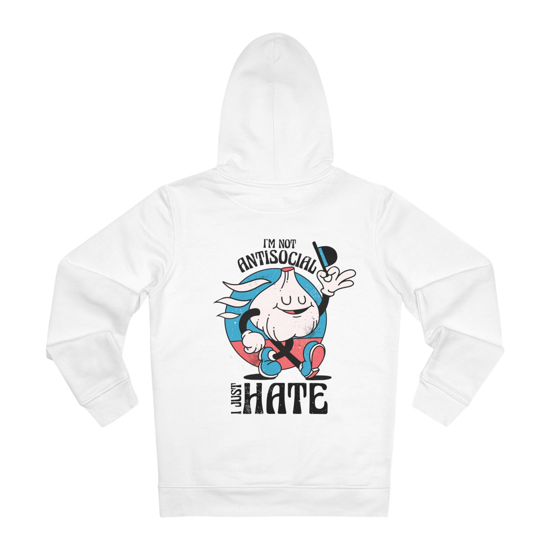 Printify Hoodie White / S Onion I´m not antisocial I just hate - Antisocial Retro - Hoodie - Back Design
