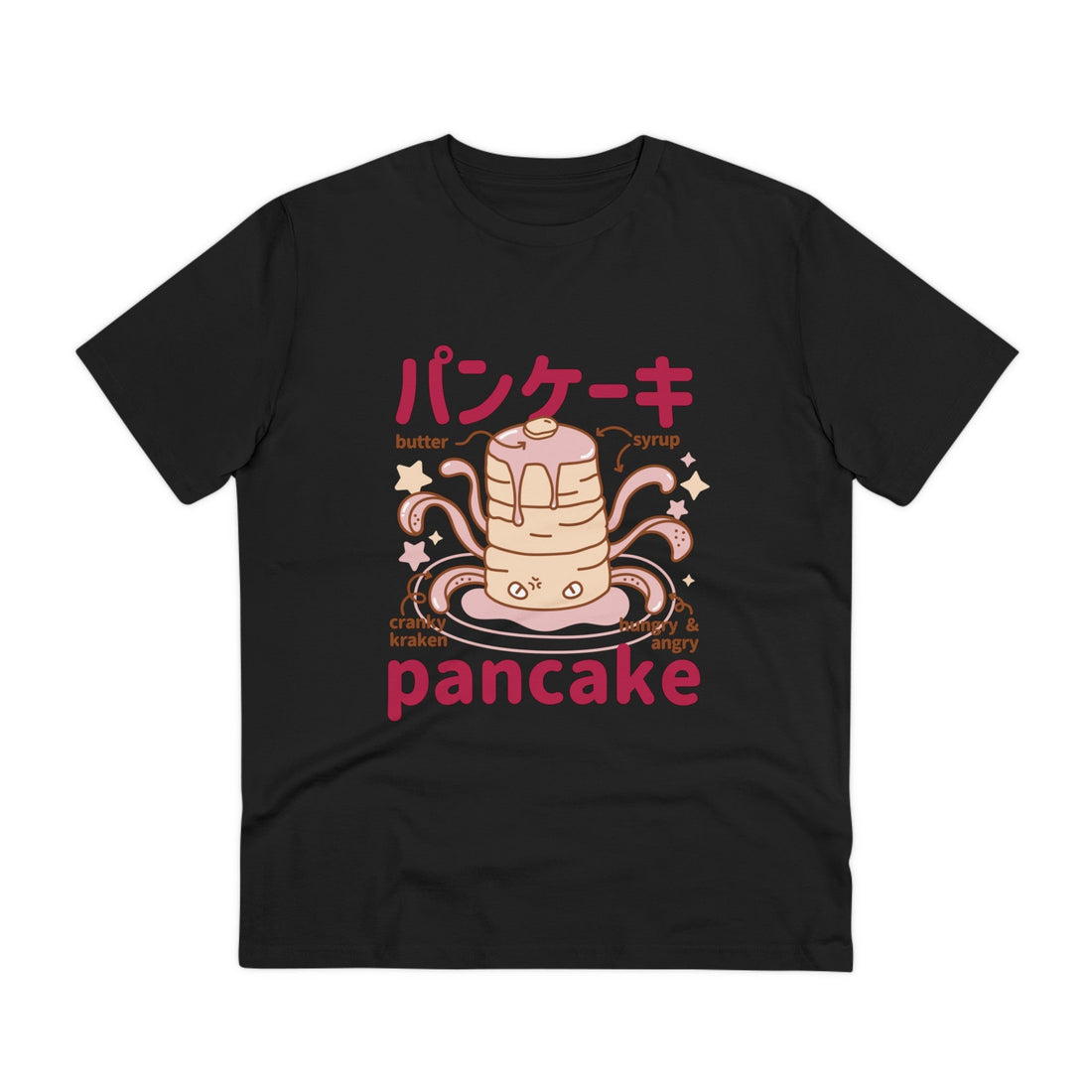 Printify T-Shirt Black / 2XS Pancake - Cute Japanese Dessert Monsters - Front Design