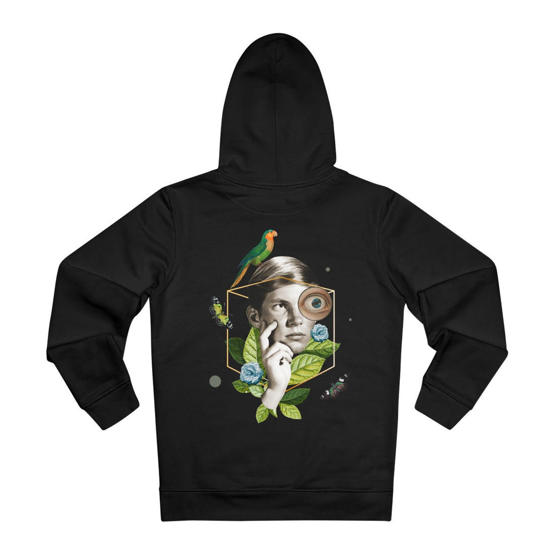 Printify Hoodie Black / M Parrot Gothic Man - Quirky Collage - Hoodie - Back Design