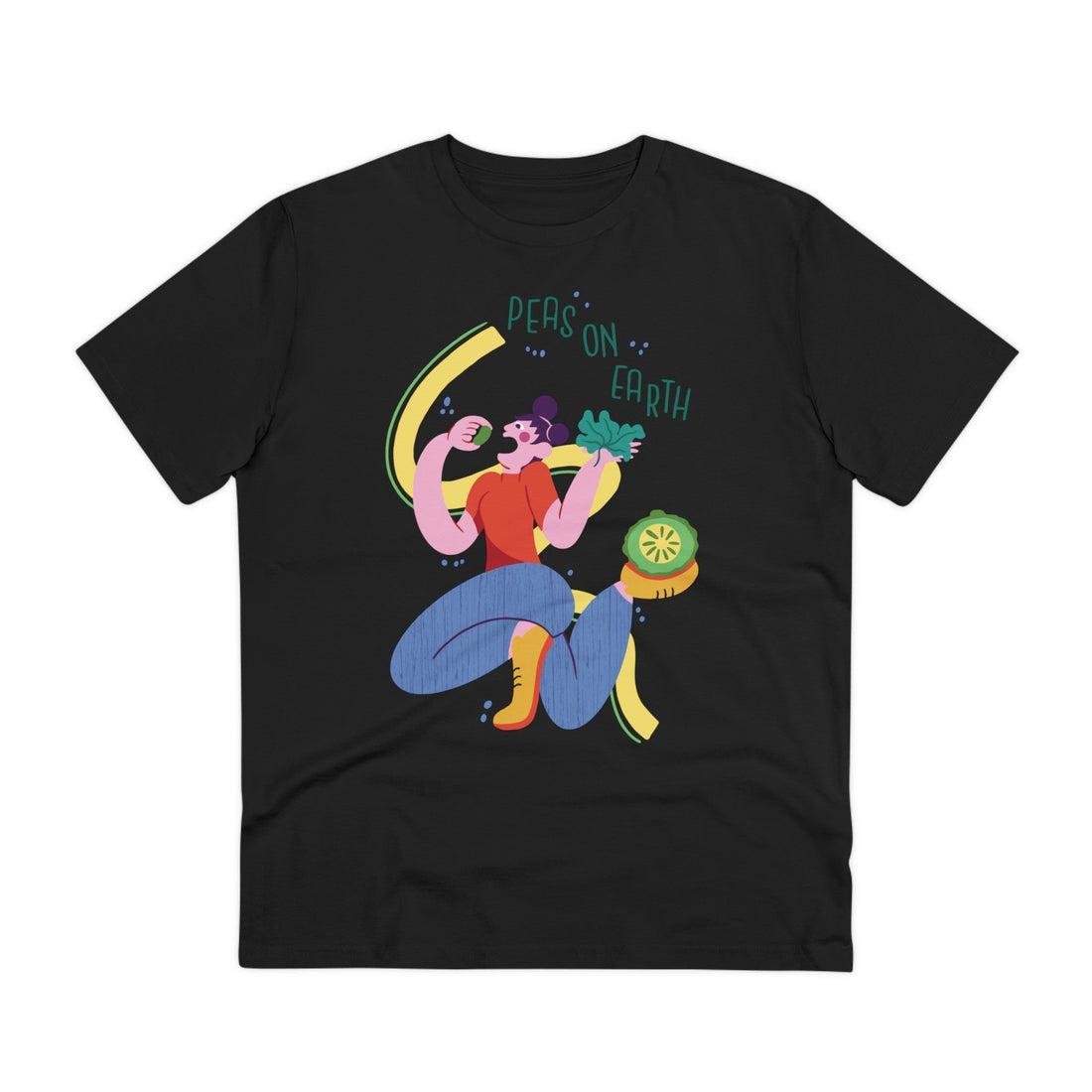 Printify T-Shirt Black / 2XS Peas on Earth - Funny Vegatarian - Front Design