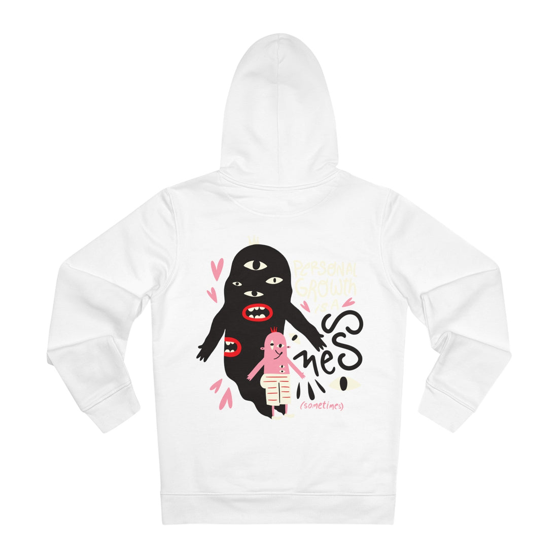 Printify Hoodie White / S Personal Growth is a mess (sometimes) - Weird Characters with Positive Quotes - Hoodie - Back Design