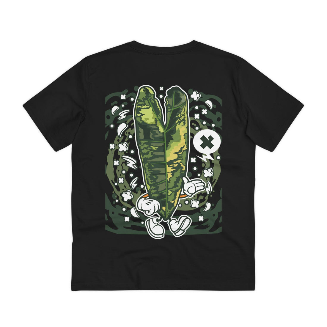 Printify T-Shirt Black / 2XS Philodendron Billietiae Variegated - Cartoon Plants - Back Design