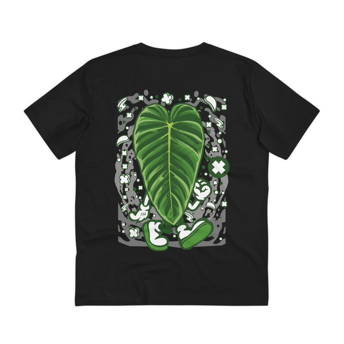 Printify T-Shirt Black / 2XS Philodendron Esmeraldense - Cartoon Plants - Back Design
