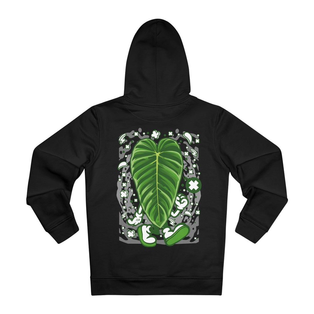 Printify Hoodie Black / 2XL Philodendron Esmeraldense - Cartoon Plants - Hoodie - Back Design