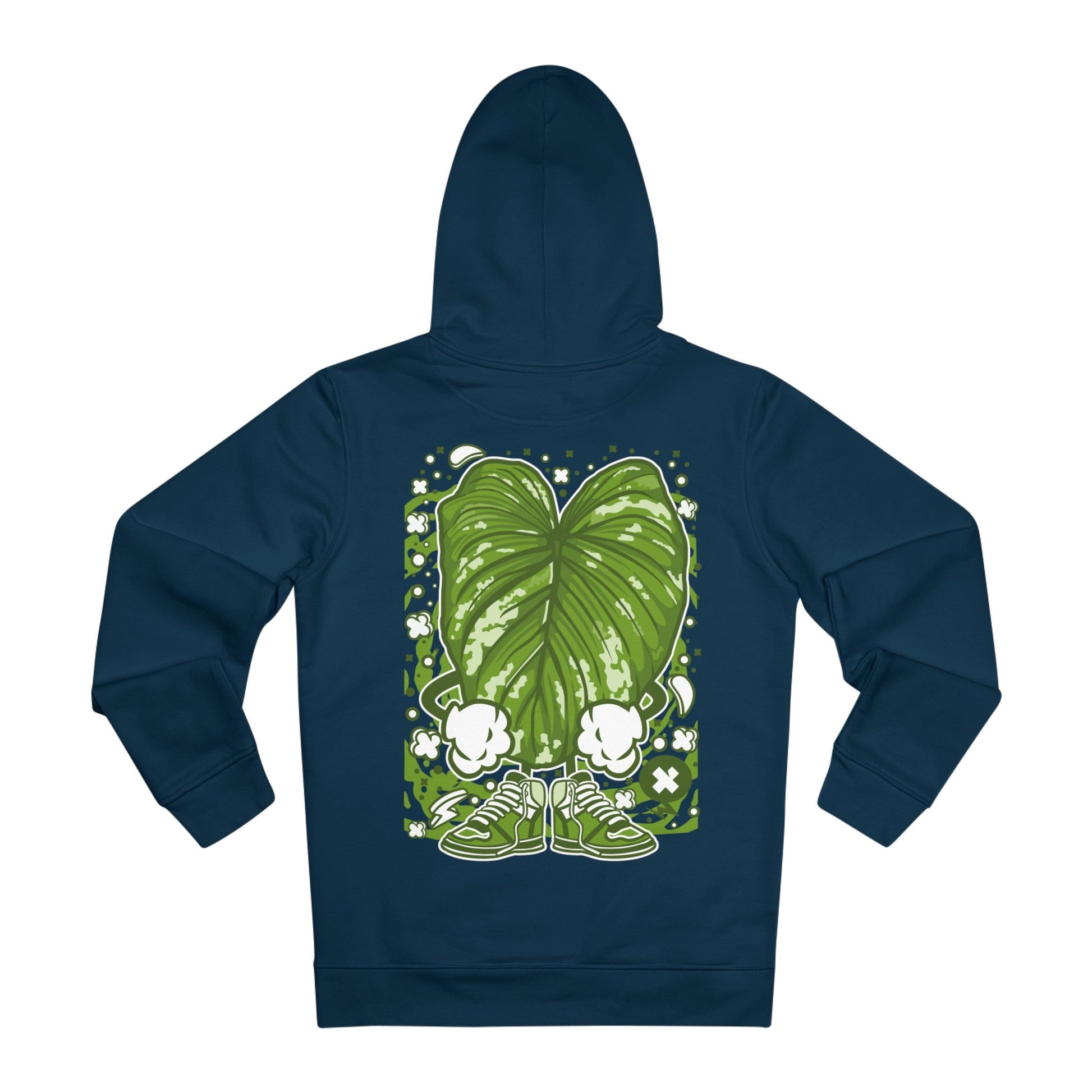 Printify Hoodie French Navy / S Philodendron Mamei - Cartoon Plants - Hoodie - Back Design