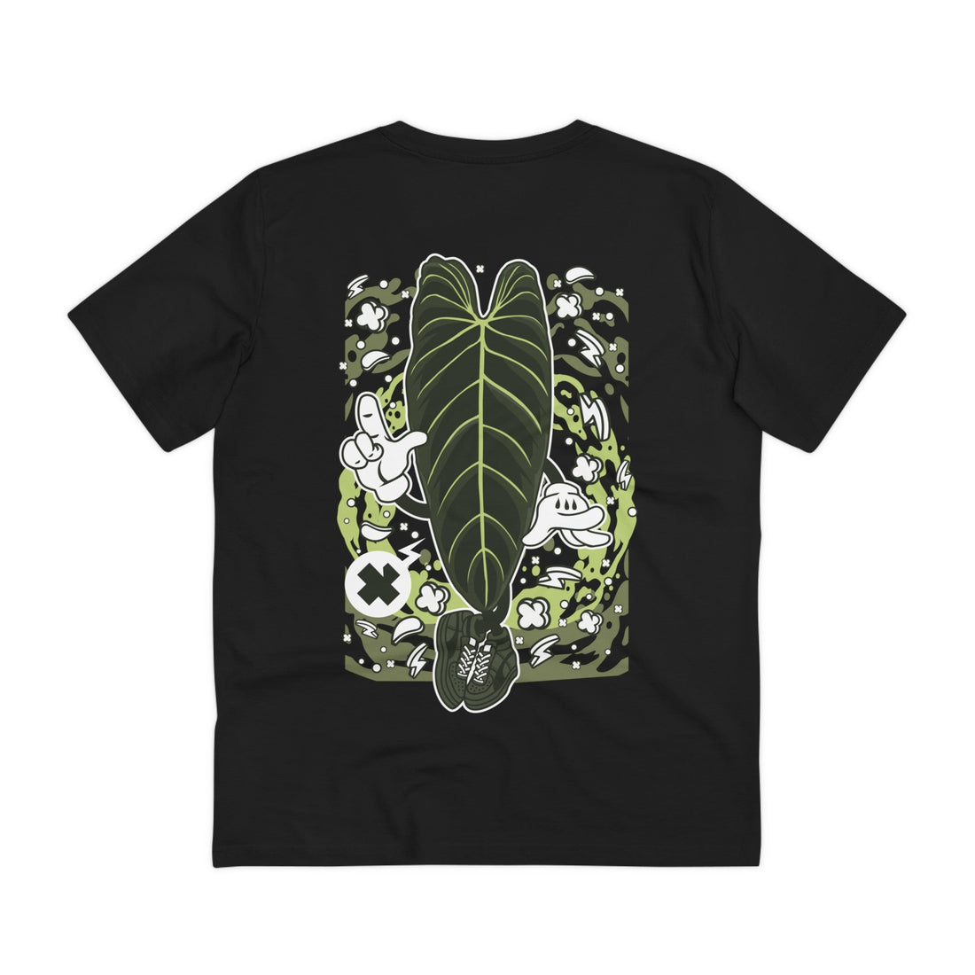 Printify T-Shirt Black / 2XS Philodendron Melanochrysum - Cartoon Plants - Back Design