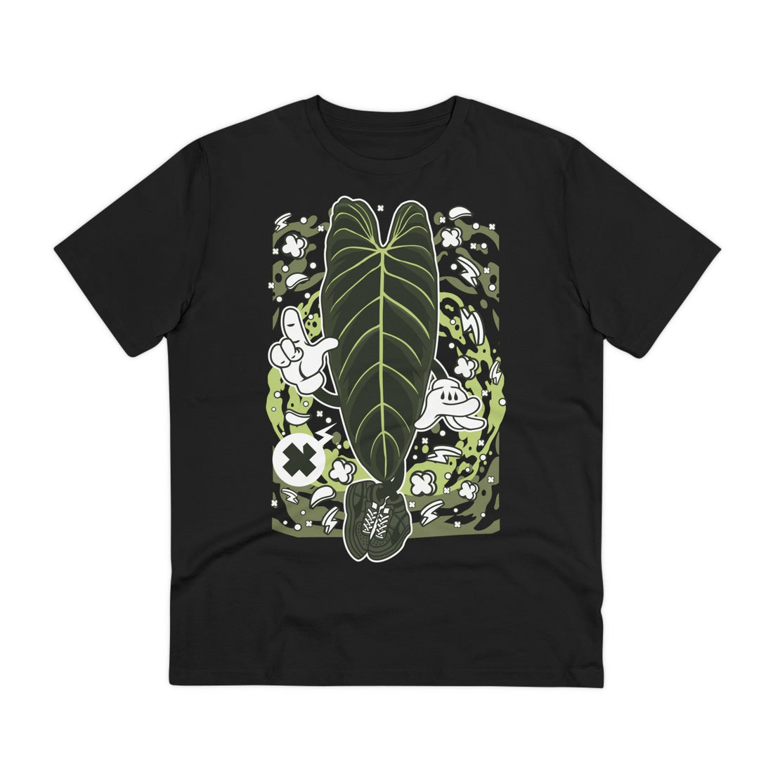 Printify T-Shirt Black / 2XS Philodendron Melanochrysum - Cartoon Plants - Front Design