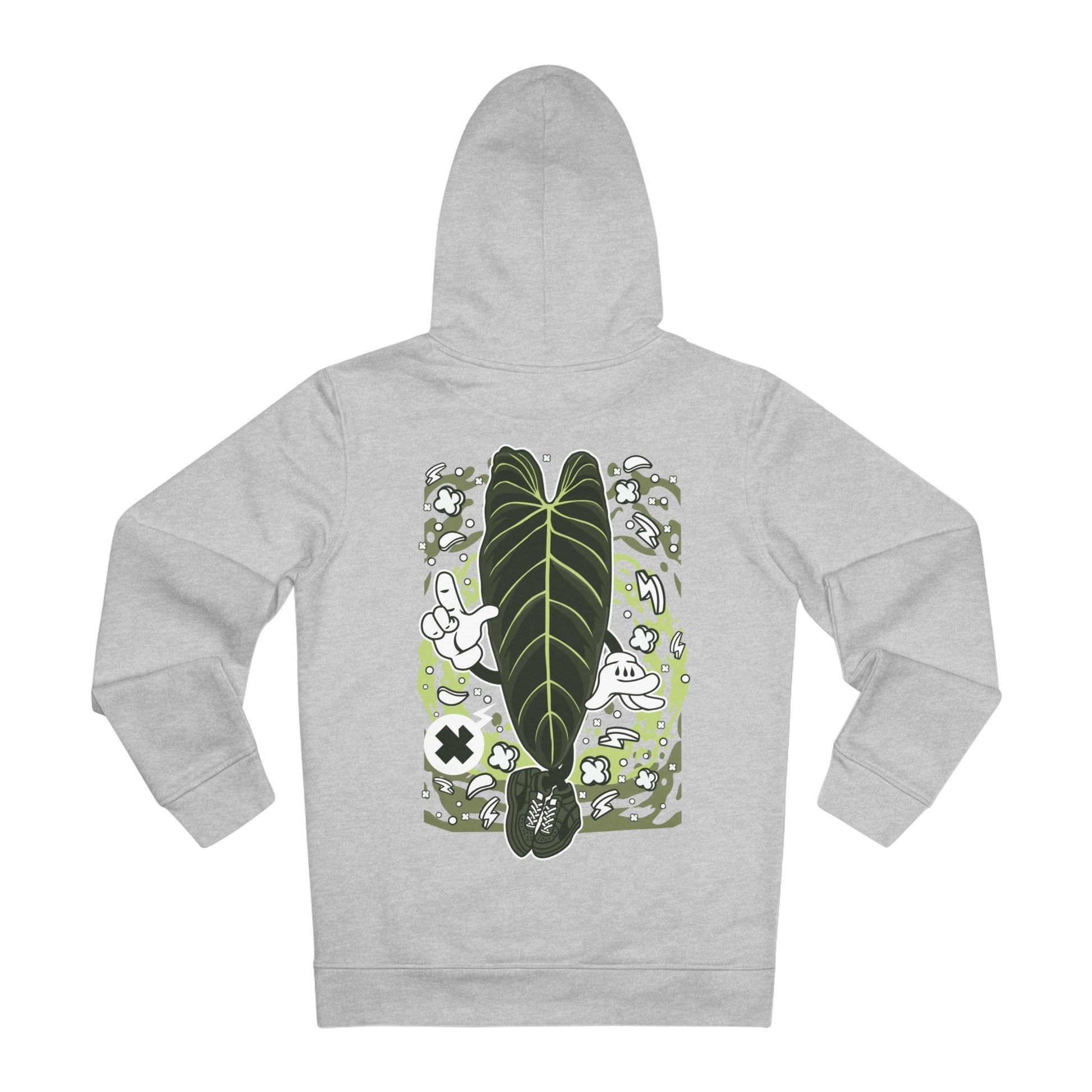 Printify Hoodie Heather Grey / S Philodendron Melanochrysum - Cartoon Plants - Hoodie - Back Design