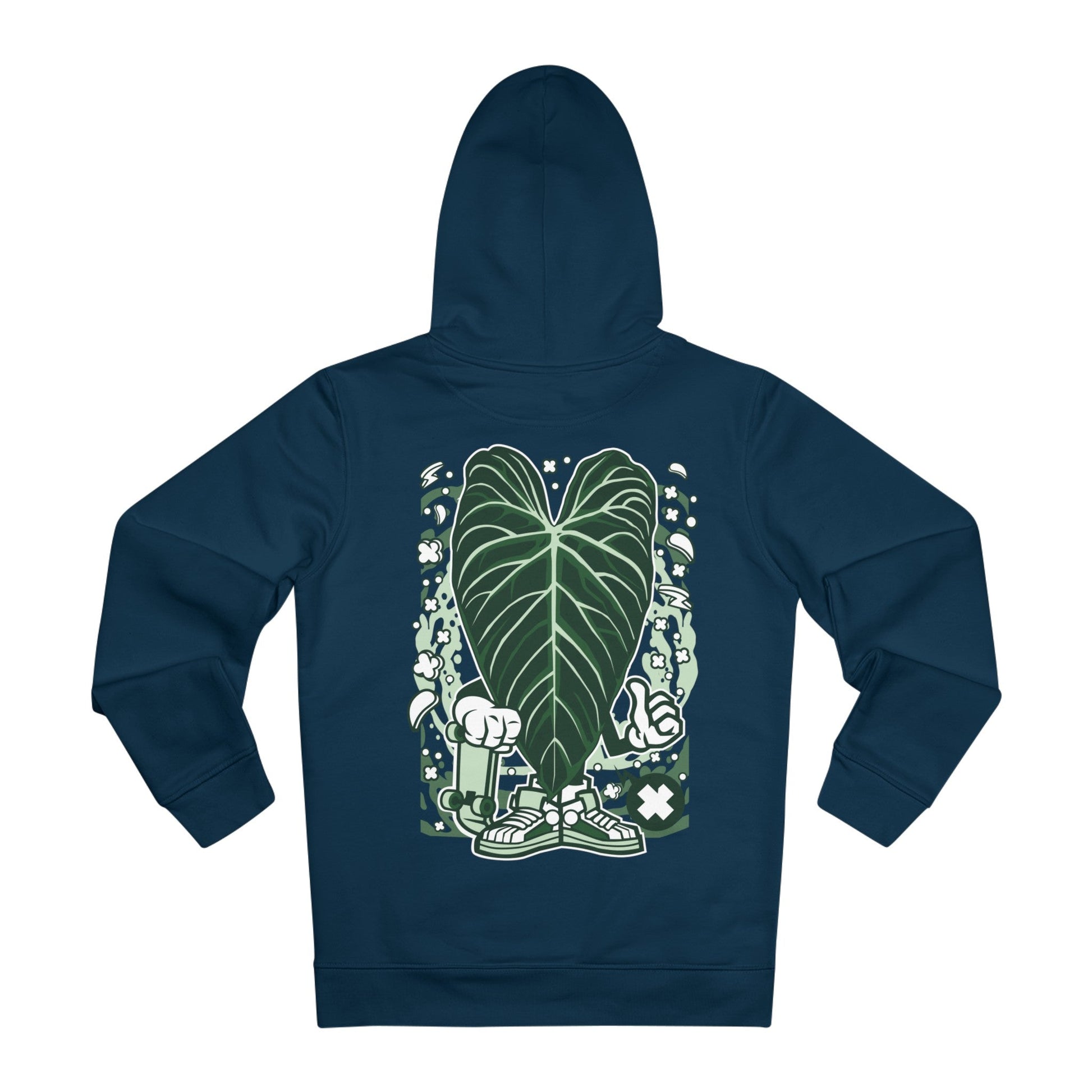 Printify Hoodie French Navy / S Philodendron Splendid - Cartoon Plants - Hoodie - Back Design