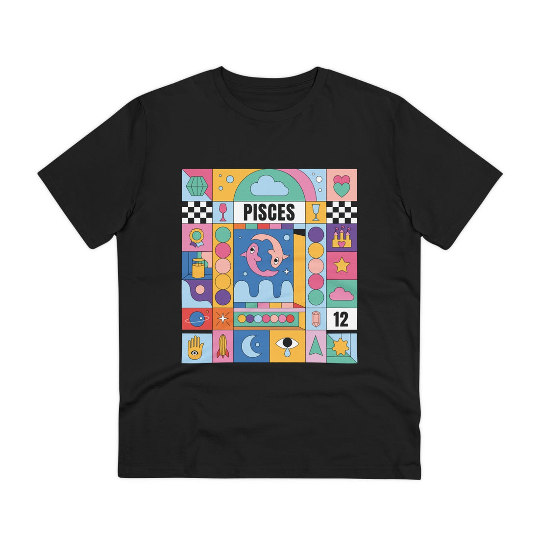 Printify T-Shirt Black / 2XS Pisces - Colorful Zodiac - Front Design