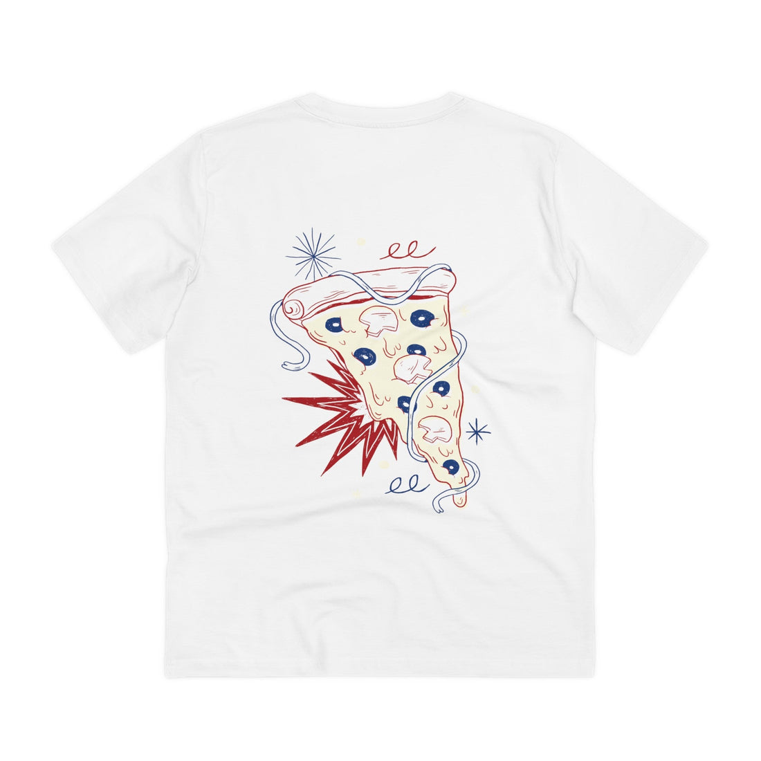 Printify T-Shirt White / 2XS Pizza slice - Retro Doodled Food - Back Design