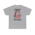 Graues T-Shirt mit Back Print und dem Statement „Please no calls“ im Antisocial-Retro-Stil
