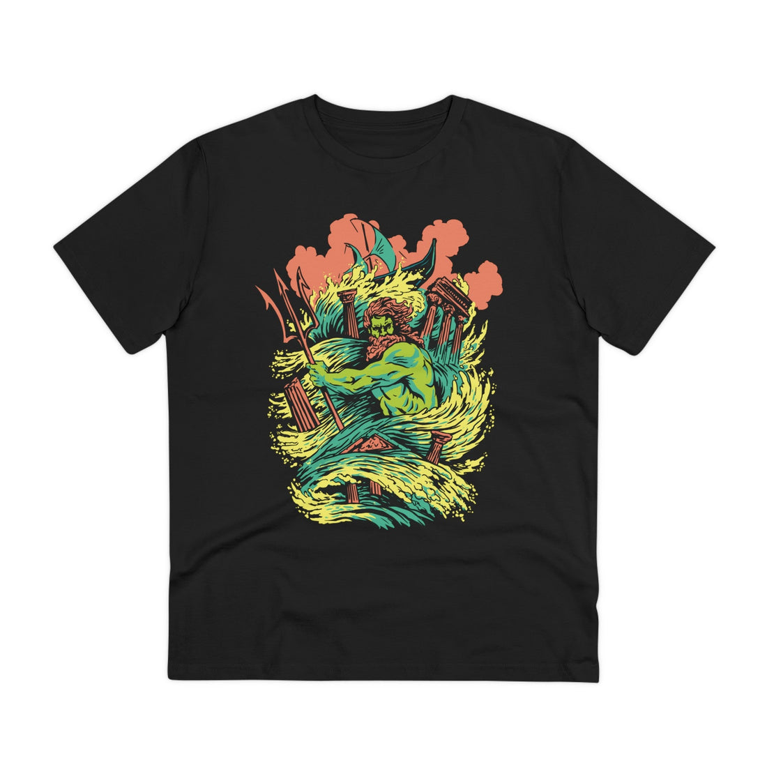 Printify T-Shirt Black / 2XS Poseidon - Greek Mythology - Front Design