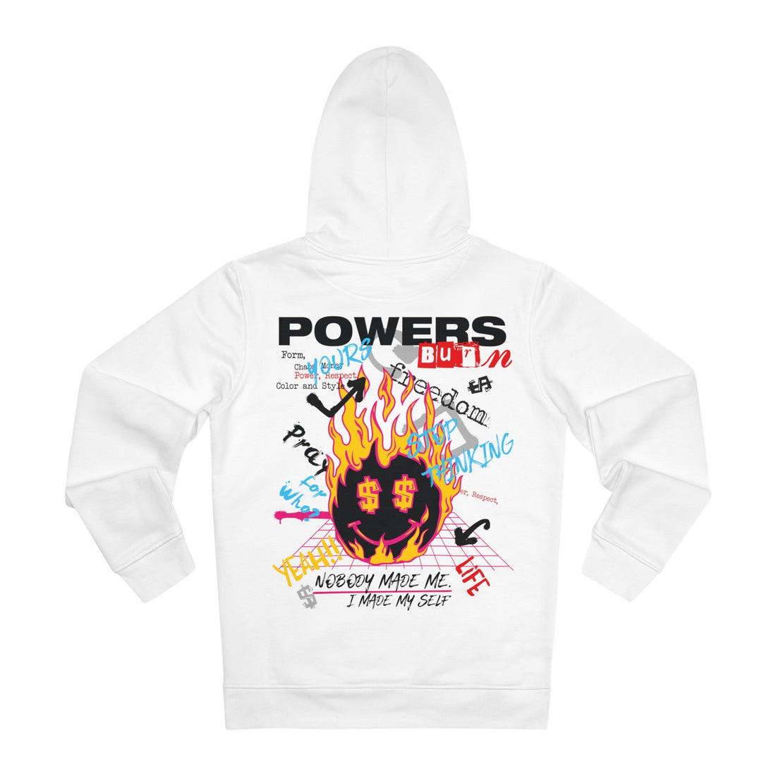 Printify Hoodie White / S Power Burn Freedom - Streetwear - Joker - Hoodie - Back Design