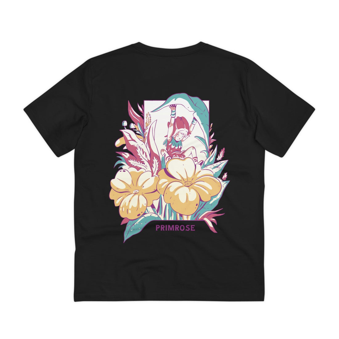 Printify T-Shirt Black / 2XS Primrose - Flowers with Fairies - Back Design