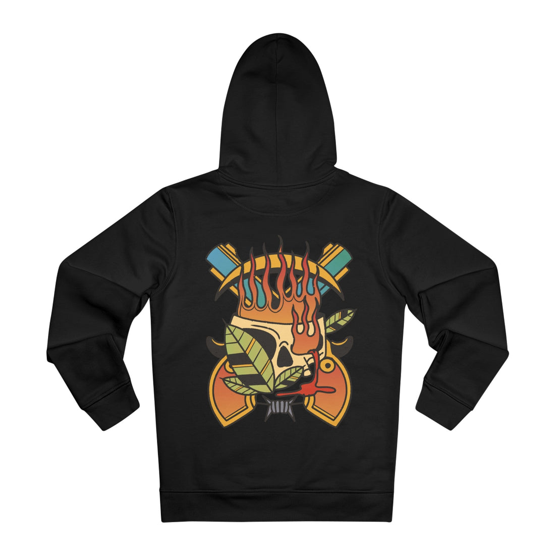 Printify Hoodie Black / M Psychedelic Skull - Old School Tattoo - Hoodie - Back Design