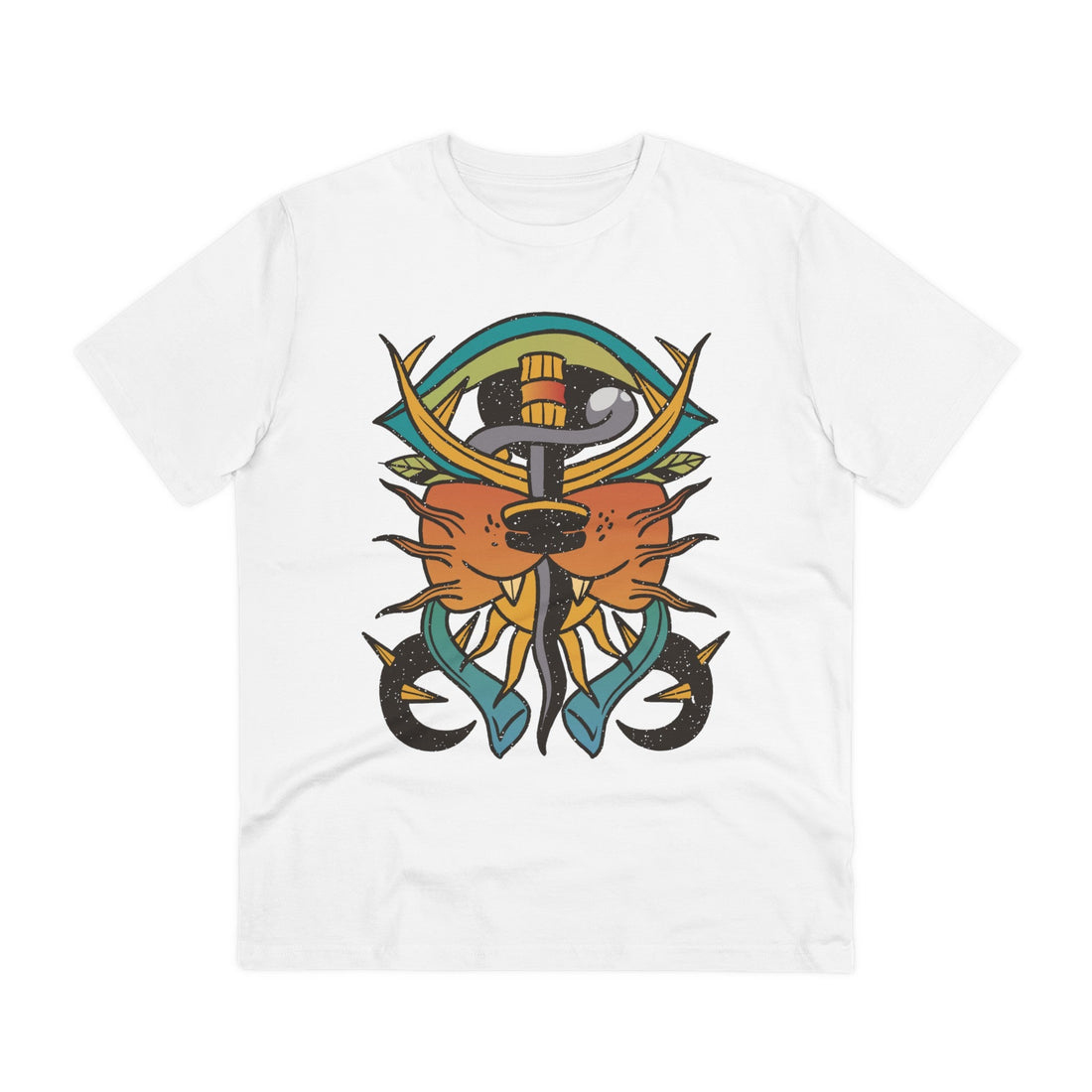 Printify T-Shirt White / 2XS Psychedelic Sword - Old School Tattoo - Front Design