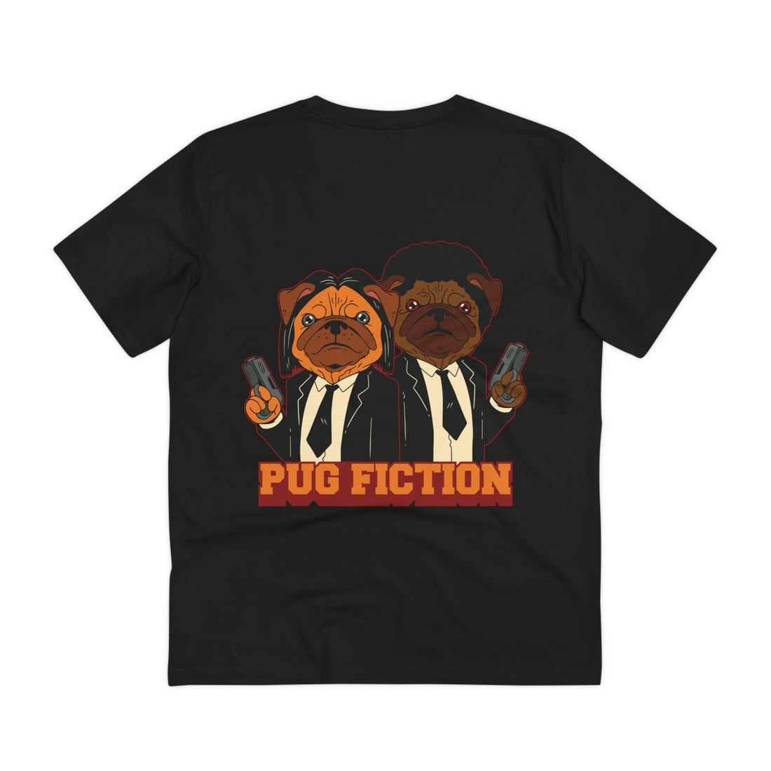 Printify T-Shirt Black / 2XS Pug Fiction - Film Parodie - Back Design