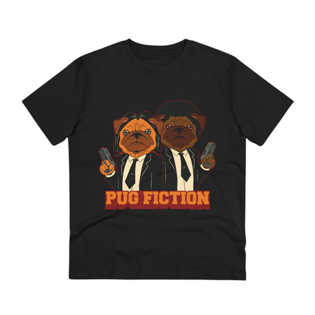 Printify T-Shirt Black / 2XS Pug Fiction - Film Parodie - Front Design