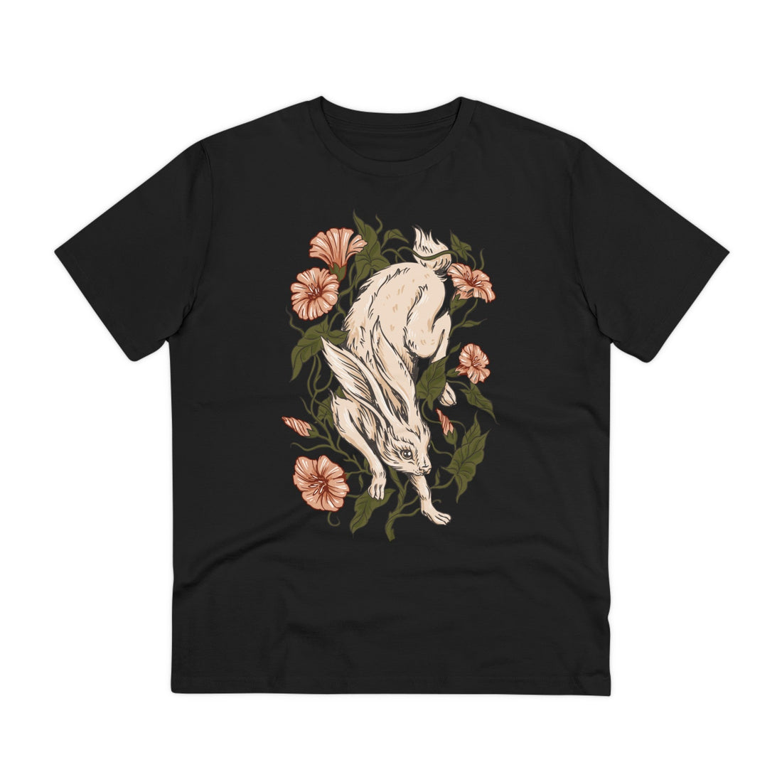 Printify T-Shirt Black / 2XS Rabbit - Animals in Nature - Front Design