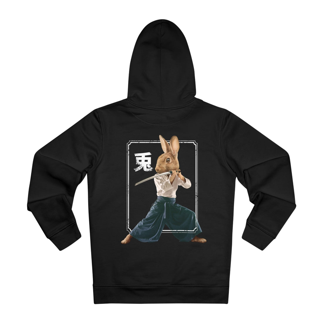 Printify Hoodie Black / M Rabbit Ninja - Martial Arts - Hoodie - Back Design