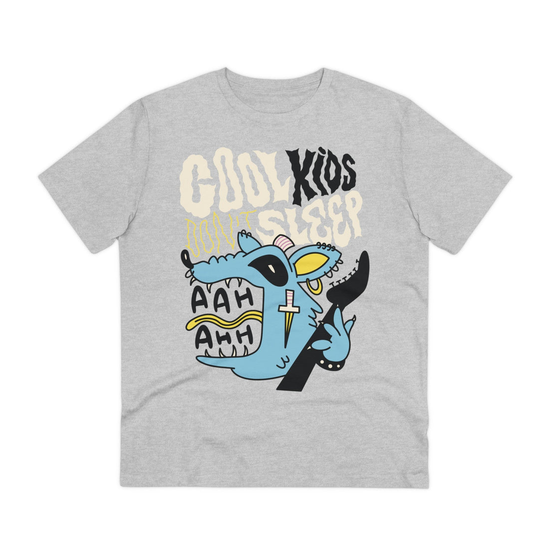 Printify T-Shirt Heather Grey / 2XS Racoon Cool Kids don´t Sleep - Punk Animals - Front Design