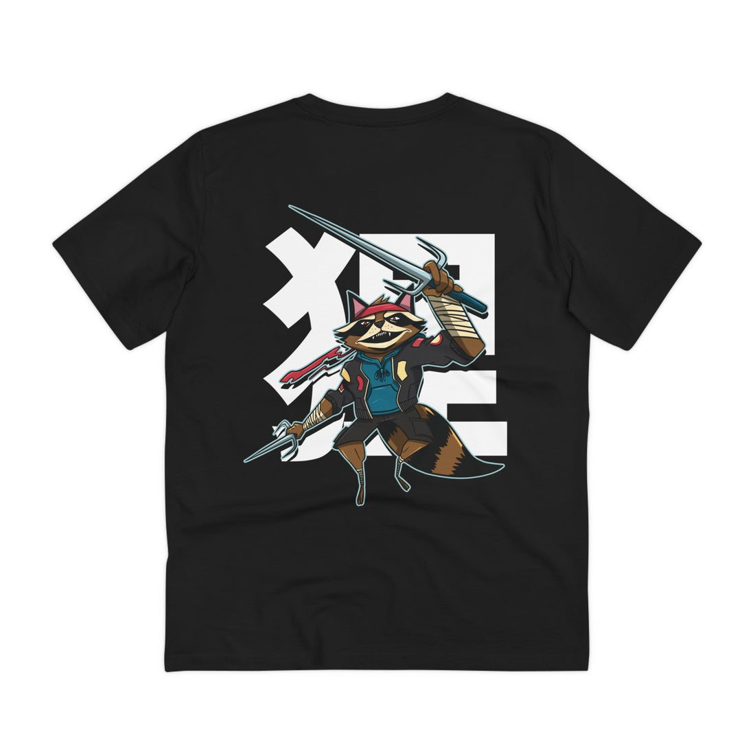 Printify T-Shirt Black / 2XS Racoon - Warrior Animals - Back Design