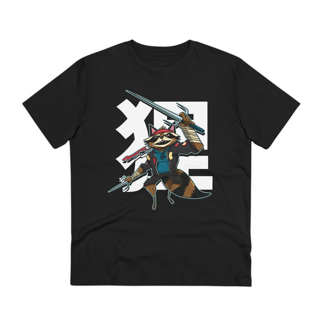 Printify T-Shirt Black / 2XS Racoon - Warrior Animals - Front Design