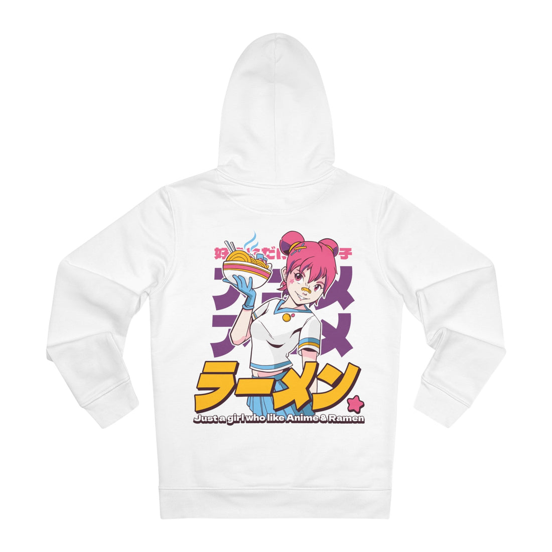 Printify Hoodie White / S Ramen Girl Just a Girl who like Anime & Ramen - Anime World - Hoodie - Back Design