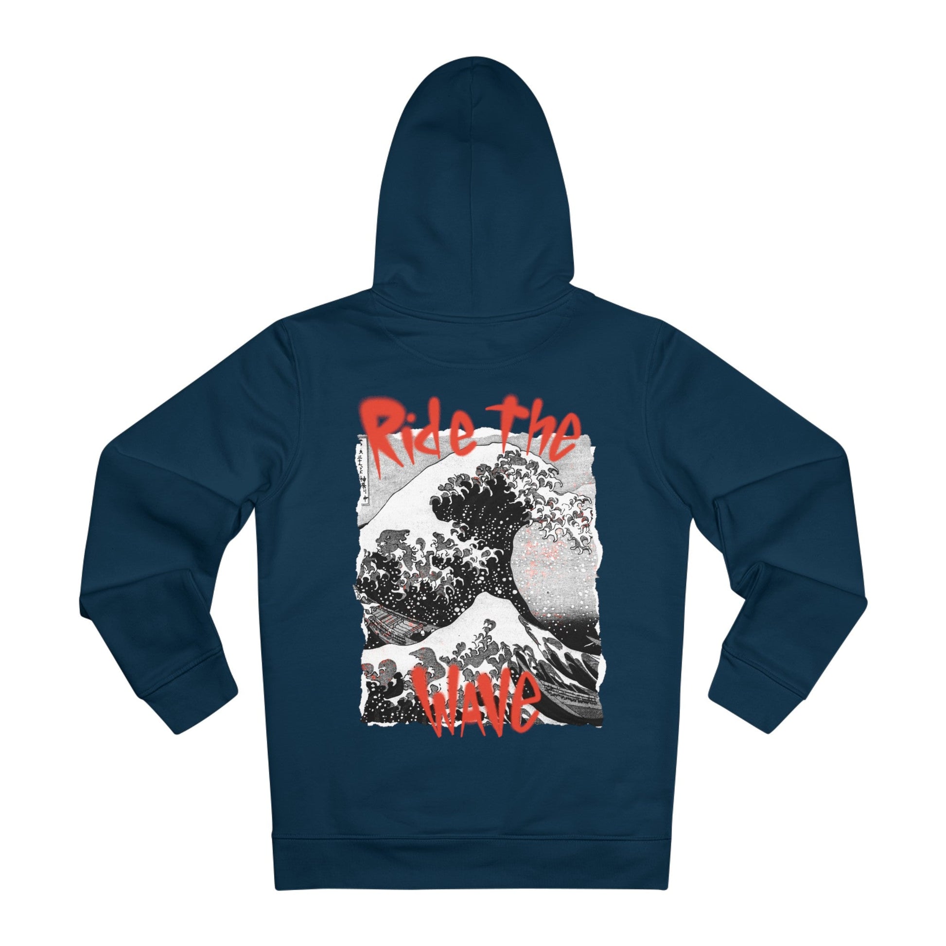 Printify Hoodie French Navy / S Ride the Wave Art - Streetwear - Reality Check - Hoodie - Back Design