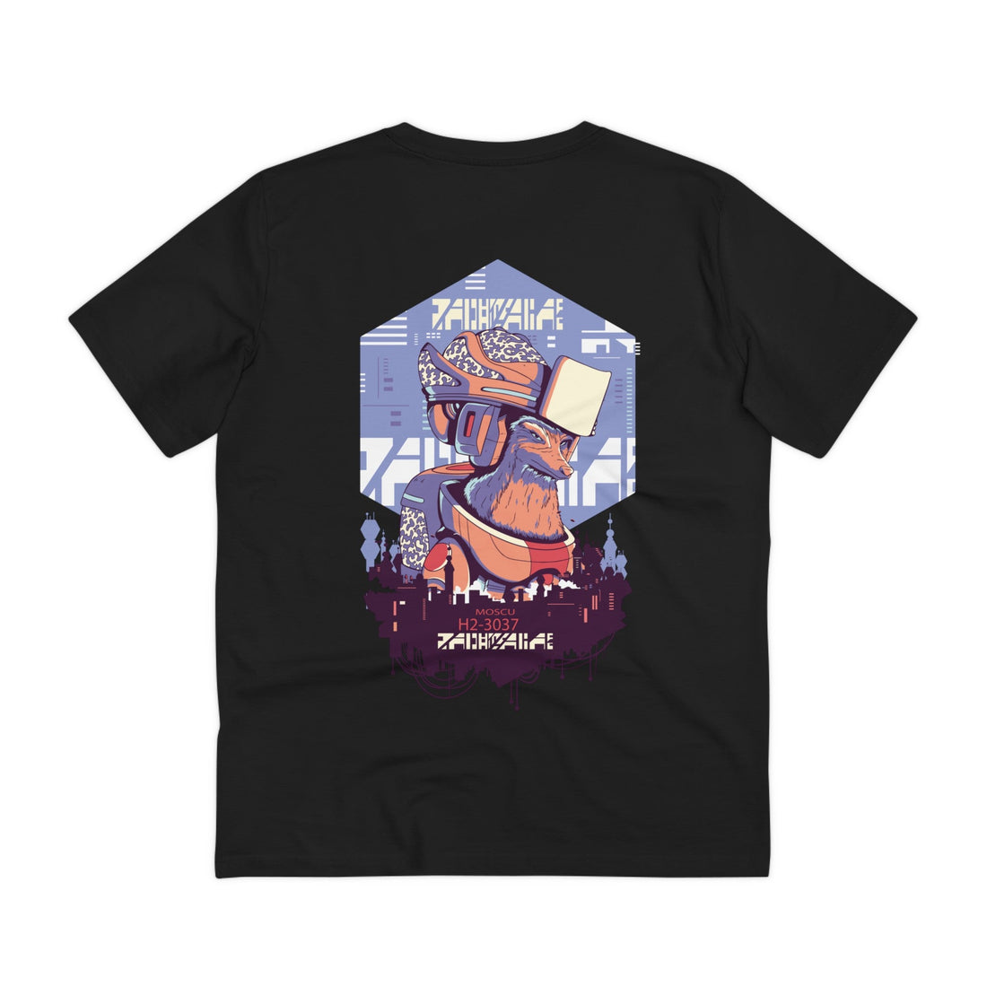 Printify T-Shirt Black / 2XS Robot Fox - Cyberpunk World - Back Design