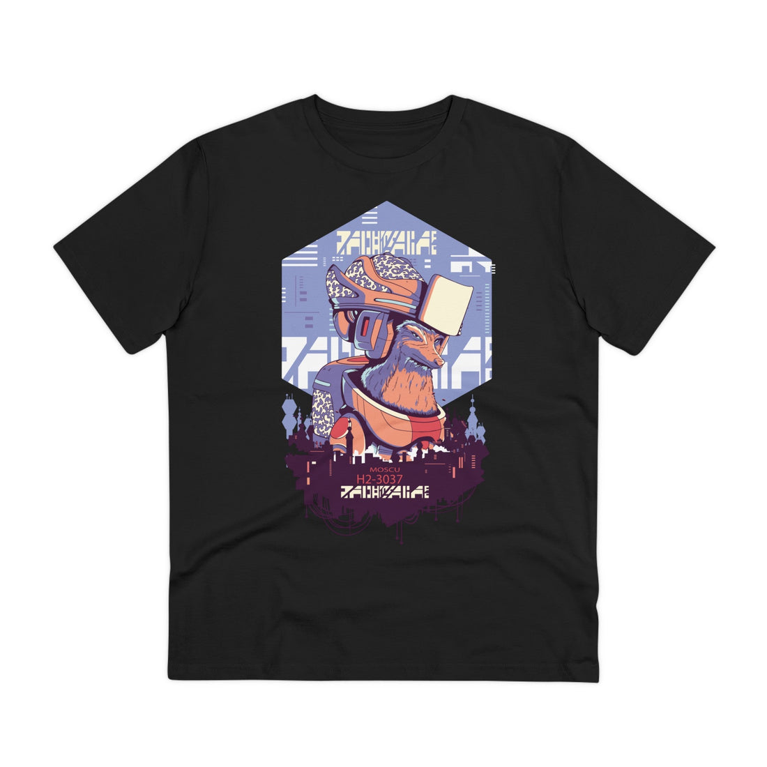 Printify T-Shirt Black / 2XS Robot Fox - Cyberpunk World - Front Design