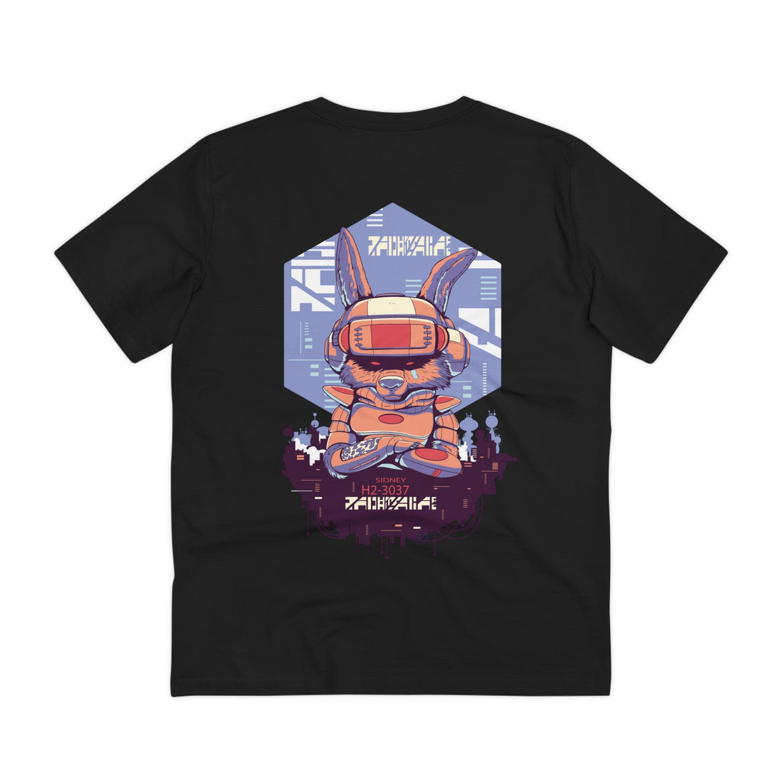 Printify T-Shirt Black / 2XS Robot Rabbit - Cyberpunk World - Back Design
