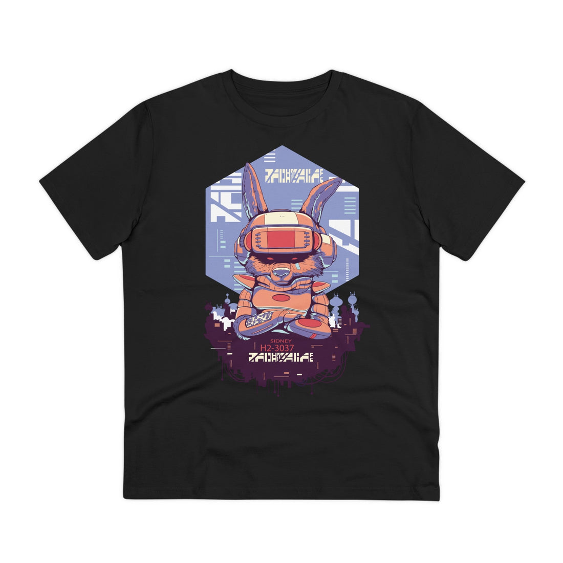 Printify T-Shirt Black / 2XS Robot Rabbit - Cyberpunk World - Front Design