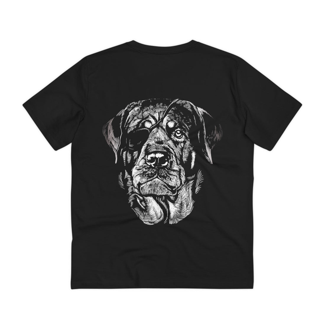 Printify T-Shirt Black / 2XS Rottweiler Dog Blindfold - Animals with Eye Patch - Back Design