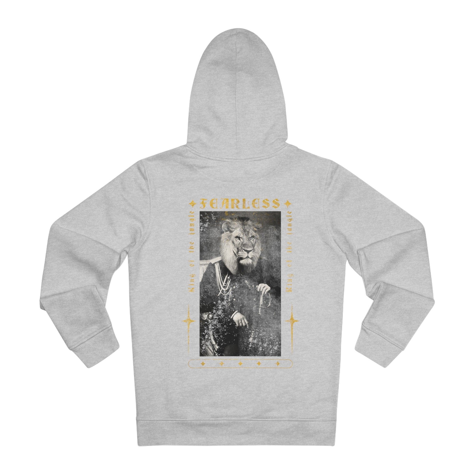 Printify Hoodie Heather Grey / S Royal Animals Fearless Lion - Streetwear - King Breaker - Hoodie - Back Design