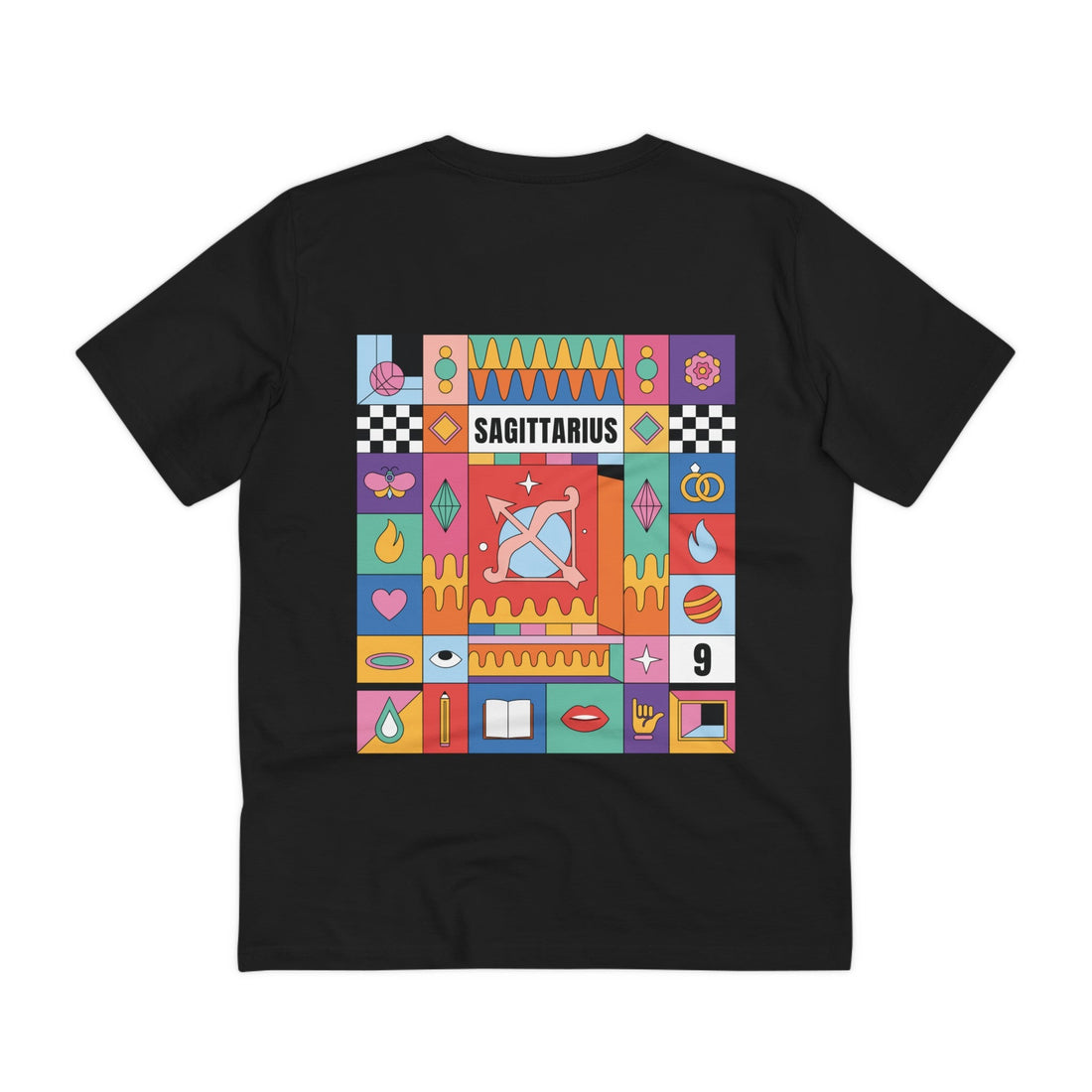 Printify T-Shirt Black / 2XS Sagittarius - Colorful Zodiac - Back Design