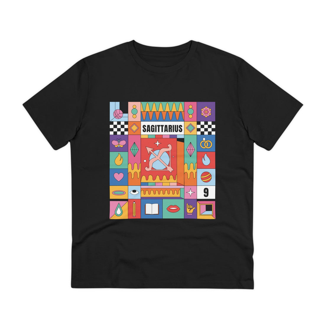 Printify T-Shirt Black / 2XS Sagittarius - Colorful Zodiac - Front Design