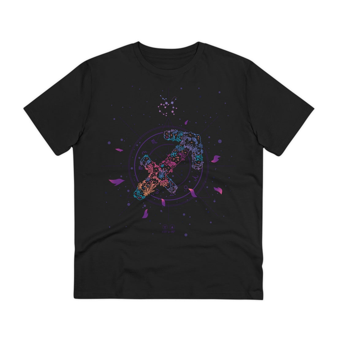 Printify T-Shirt Black / 2XS Sagittarius Zodiac - Floral Zodiac Signs - Front Design