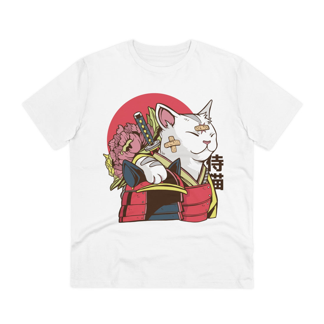 Printify T-Shirt White / 2XS Samurai Cat - Anime World - Front Design