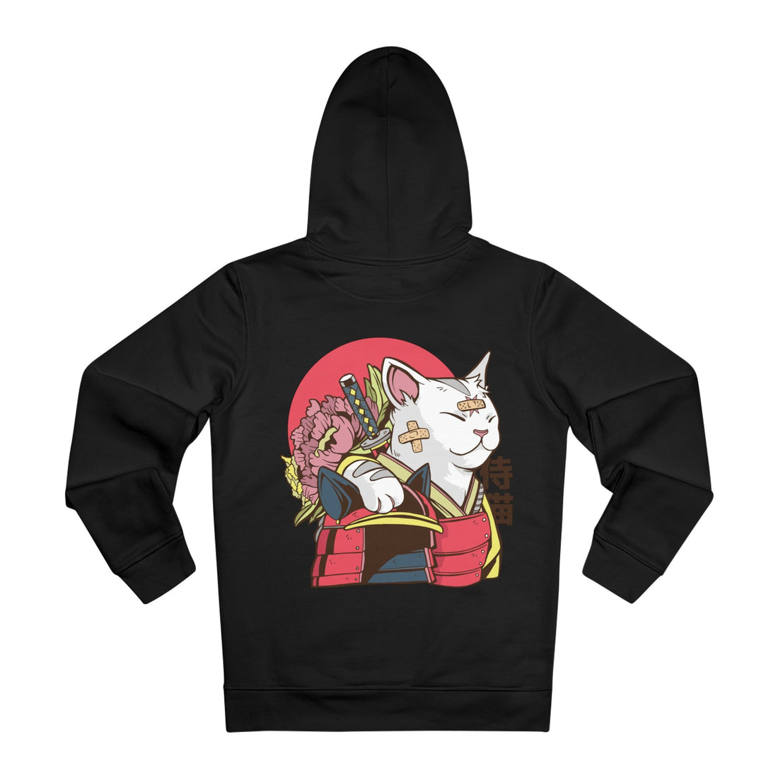 Printify Hoodie Black / M Samurai Cat - Anime World - Hoodie - Back Design