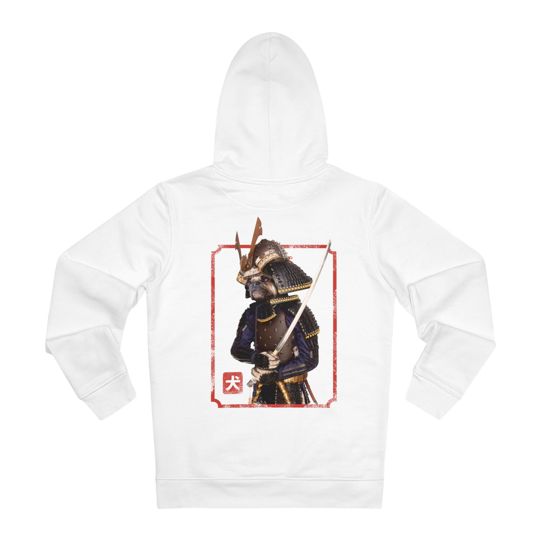 Printify Hoodie White / S Samurai Pug - Martial Arts - Hoodie - Back Design